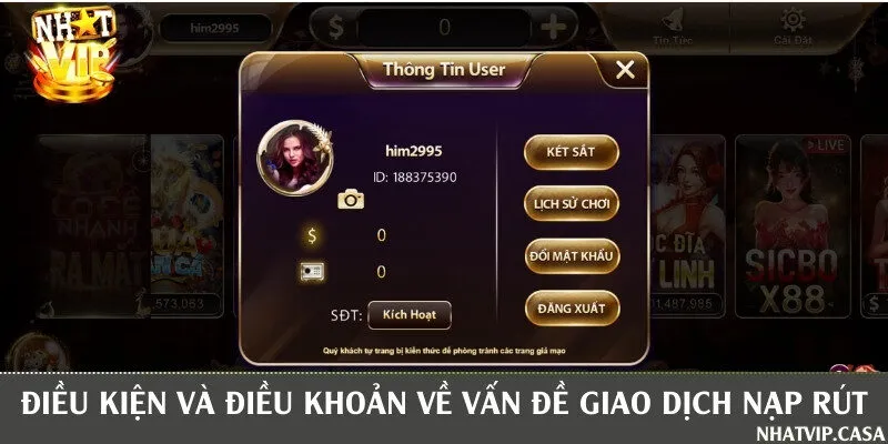 Các điều khoản quan trọng về giao dịch nạp rút tiền trực tuyến ở cổng game